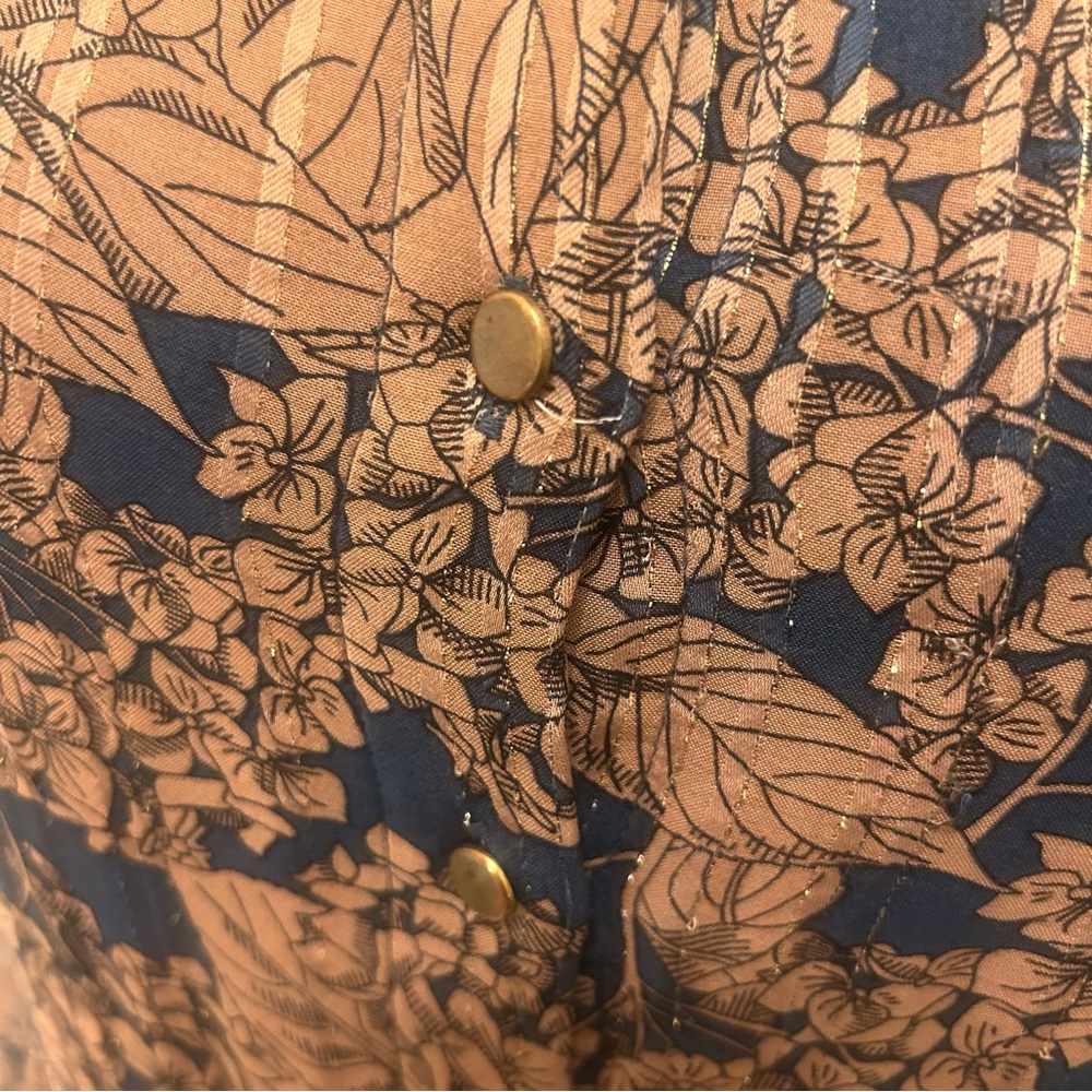 Lollys Laundry Copenhagen Netallic Drop Waist Tiered Floral Print Midi Dress - Picture 3 of 14